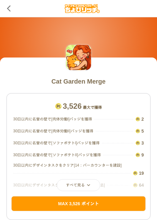 Cat Garden Mergeの掲載記録画像（ちょびリッチ（SKYFLAG）・2026年7月23日）