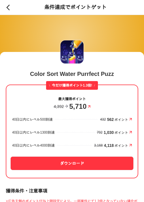 Color Sort Water Purrfect Puzzの掲載記録画像(メルカリ(ポイントゲット)・2026年7月23日)