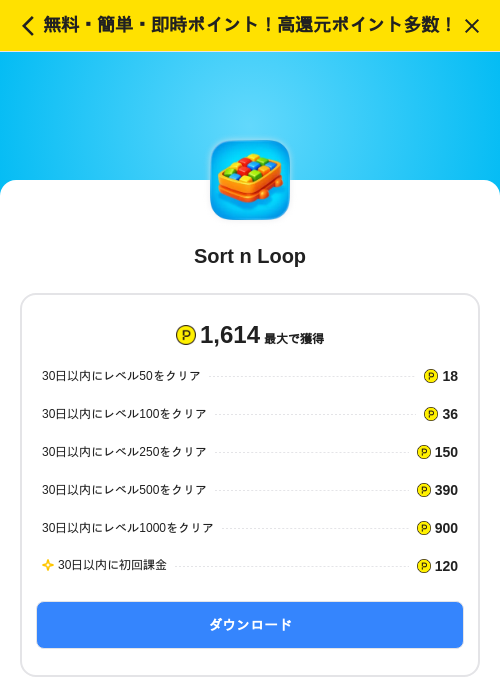 Sort n Loopの掲載記録画像（ハピタス（SKYFLAG）・2026年7月24日）