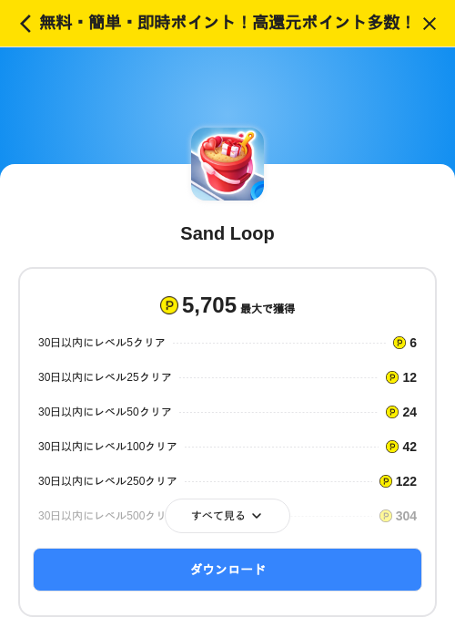 Sand Loopの掲載記録画像(ハピタス(SKYFLAG)・2026年8月1日)