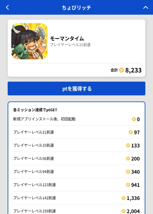 モーマンタイムの掲載記録画像(ちょびリッチ(GF Rewards)・2026年8月1日)
