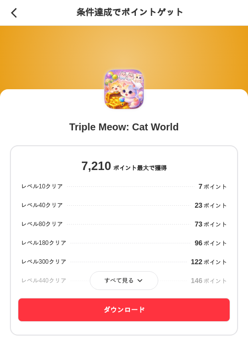 Triple Meow: Cat Worldの掲載記録画像（メルカリ（ポイントゲット）・2026年8月3日）