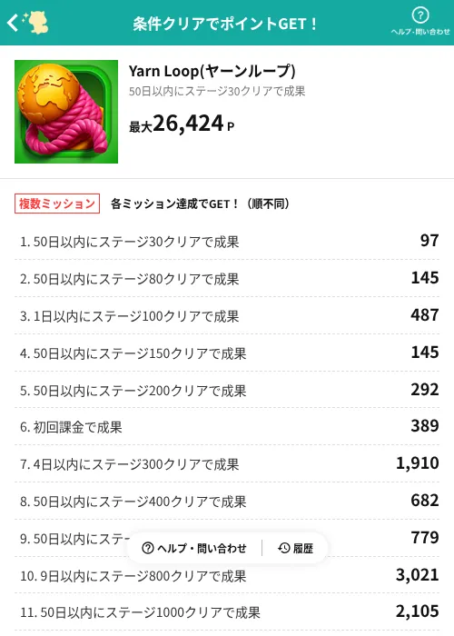 Yarn Loop(ヤーンループ)の掲載記録画像（モッピー（AppDriver）・2026年8月3日）