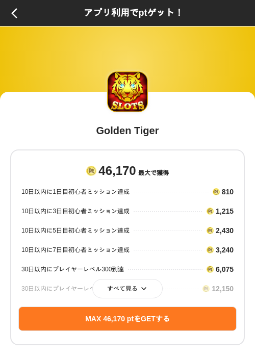 Golden Tigerの掲載記録画像(ポイントインカム(SKYFLAG)・2026年8月10日)