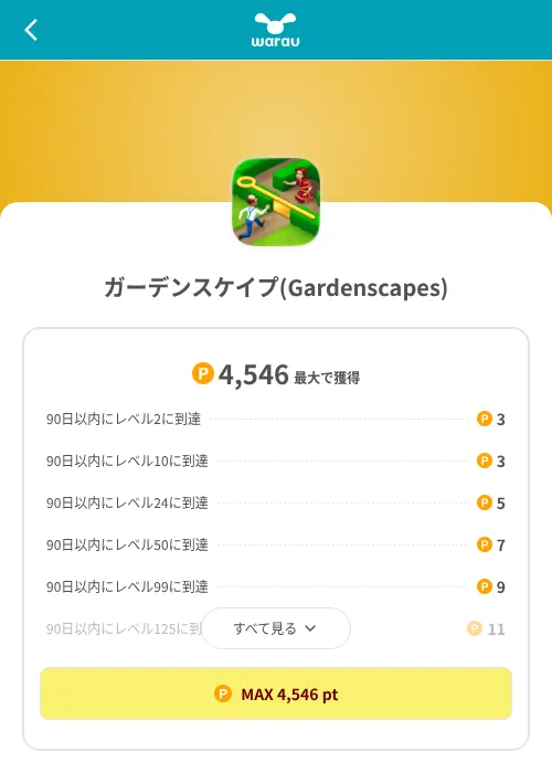 ガーデンスケイプ(Gardenscapes)の掲載記録画像(ワラウ(SKYFLAG)・2026年8月9日)
