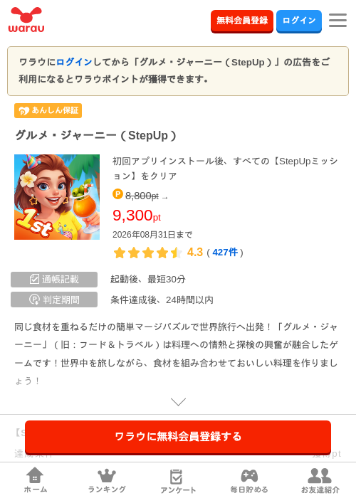 グルメ・ジャーニー（StepUp）の掲載記録画像（ワラウ・2026年8月6日）