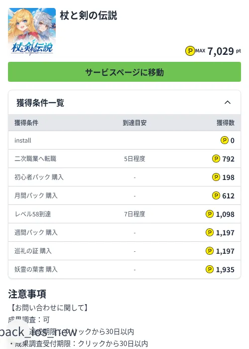 杖と剣の伝説の掲載記録画像（ハピタス（Zucks）・2026年8月6日）