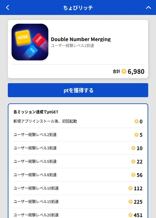 Double Number Mergingの掲載記録画像(ちょびリッチ(GF Rewards)・2026年8月7日)
