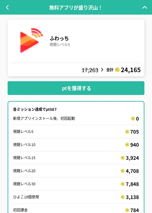 ふわっちの掲載記録画像(げん玉(GF Rewards)・2026年8月10日)