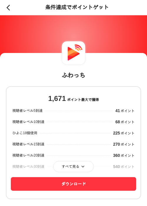 ふわっちの掲載記録画像（メルカリ（ポイントゲット）・2026年8月10日）