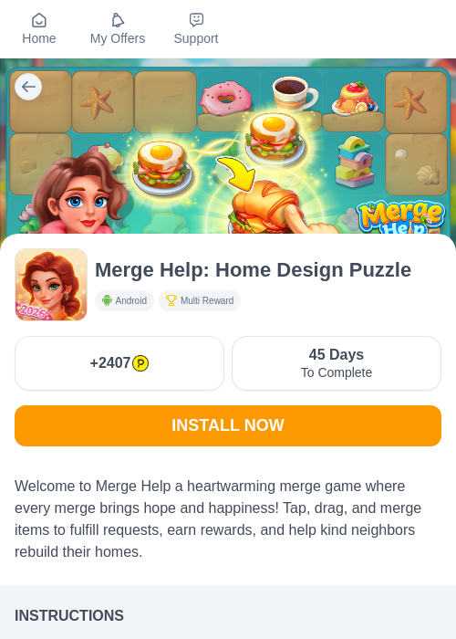 Merge Help: ホームデザインパズルの掲載記録画像（ハピタス（myChips）・2026年8月11日）