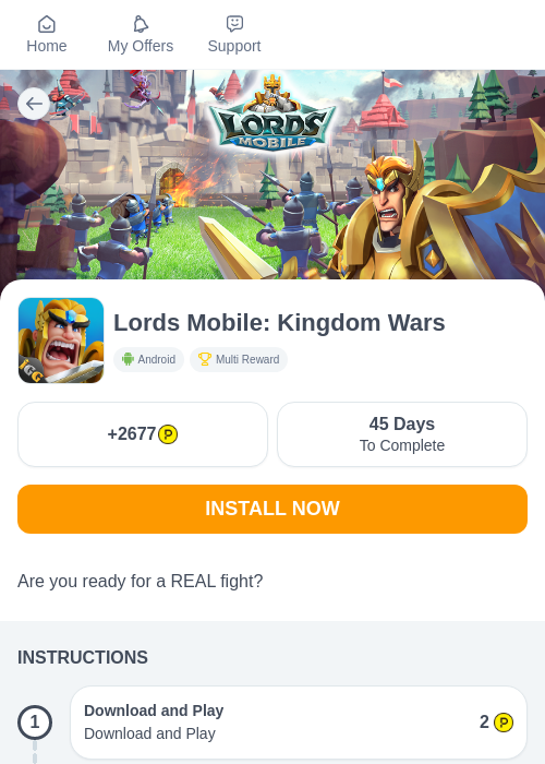 ロードモバイル:戦略戦争バトルゲーム – ストラテジーRPGの掲載記録画像（ハピタス（myChips）・2026年8月11日）