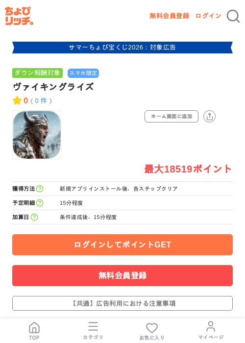 ヴァイキングライズの掲載記録画像（ちょびリッチ・2026年8月13日）