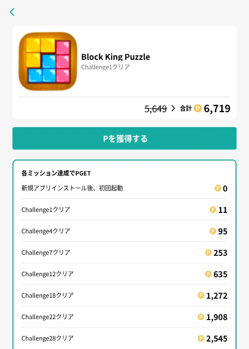 Block King Puzzleの掲載記録画像(モッピー(GF Rewards)・2026年8月14日)