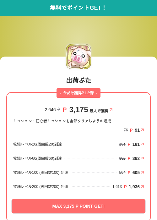 出荷ぶたの掲載記録画像（モッピー（SKYFLAG）・2026年8月14日）