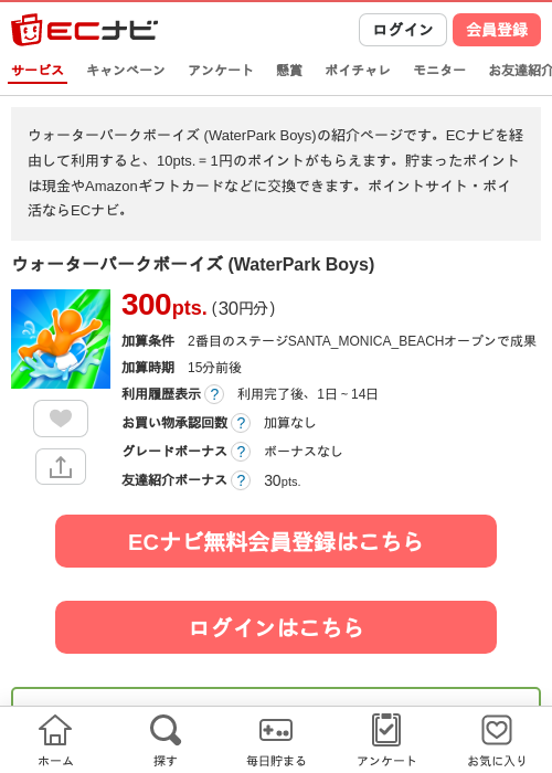 ウォーターパークボーイズ (WaterPark Boys)の掲載記録画像（ECナビ・2026年8月15日）