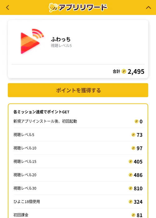 ふわっちの掲載記録画像(ポイ活倶楽部(GF Rewards)・2026年10月1日)