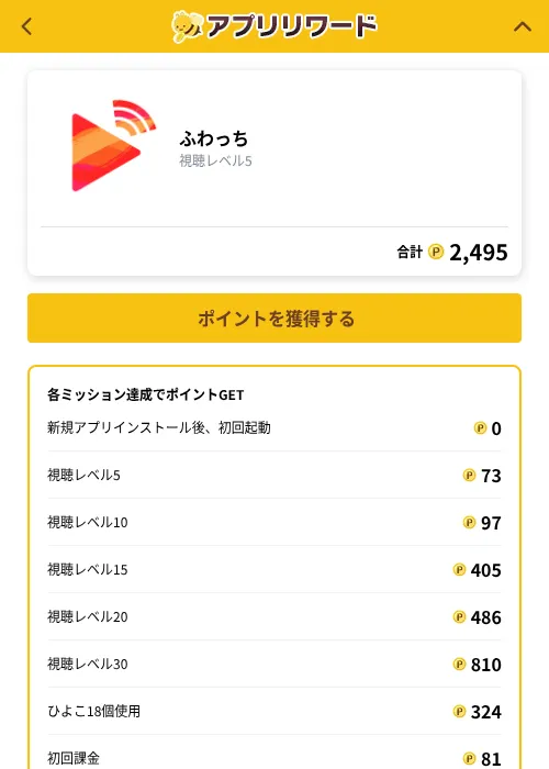 ふわっちの掲載記録画像（ポイ活倶楽部（GF Rewards）・2026年10月1日）