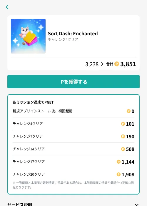 Sort Dash: Enchantedの掲載記録画像(モッピー(GF Rewards)・2026年8月18日)