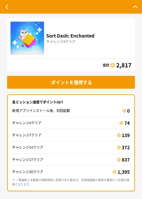 Sort Dash: Enchantedの掲載記録画像（GMOポイ活（GF Rewards）・2026年8月18日）