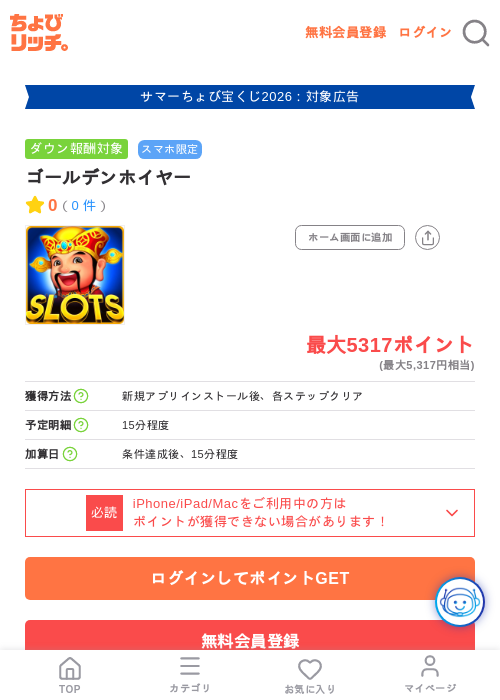 ゴールデンホイヤーの掲載記録画像（ちょびリッチ・2026年8月21日）