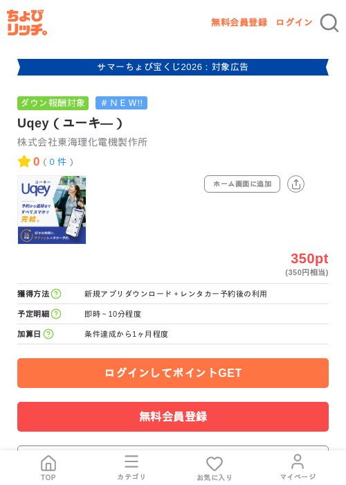 Uqey(ユーキ―)の掲載記録画像(ちょびリッチ・2026年8月21日)