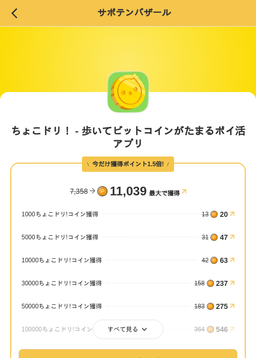 ちょこドリ！ - 歩いてビットコインがたまるポイ活アプリの掲載記録画像（MIKOSHI（SKYFLAG）・2026年8月25日）