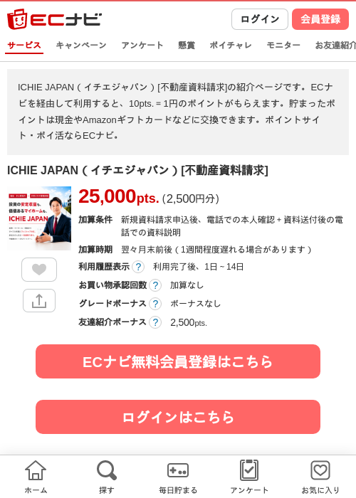 ICHIE JAPAN（イチエジャパン）[不動産資料請求]の掲載記録画像（ECナビ・2026年8月25日）