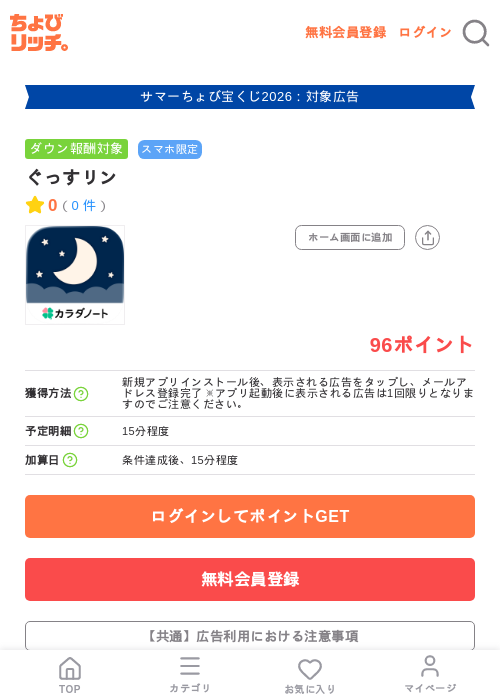 ぐっすリンの掲載記録画像（ちょびリッチ・2026年8月26日）