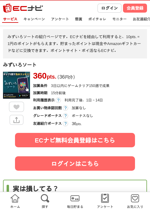 みずいろソートの掲載記録画像（ECナビ・2026年8月27日）