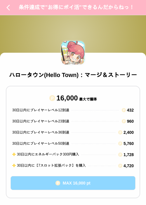 ハロータウン(Hello Town)：マージ＆ストーリーの掲載記録画像（Powl（SKYFLAG）・2026年8月27日）