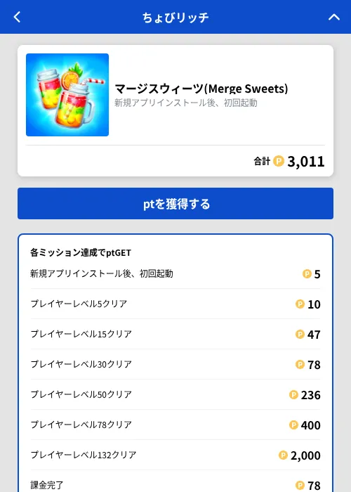 マージスウィーツ(Merge Sweets)の掲載記録画像(ちょびリッチ(GF Rewards)・2026年8月27日)