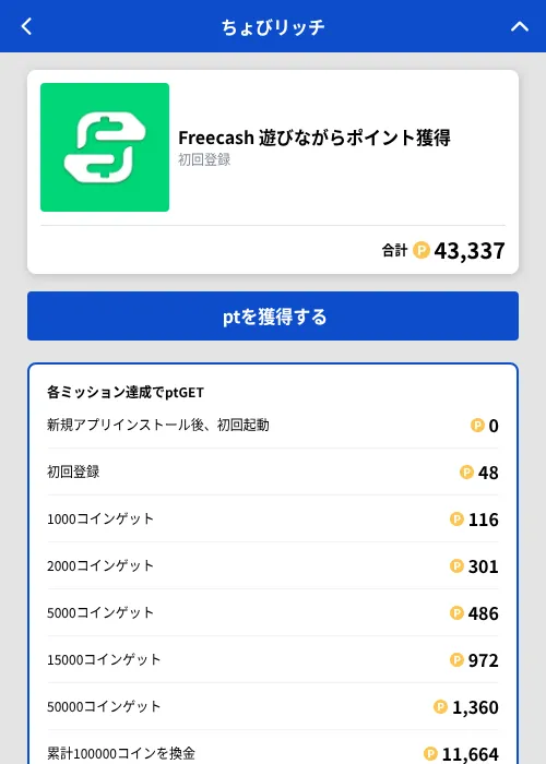 Freecash 遊びながらポイント獲得の掲載記録画像(ちょびリッチ(GF Rewards)・2026年8月27日)