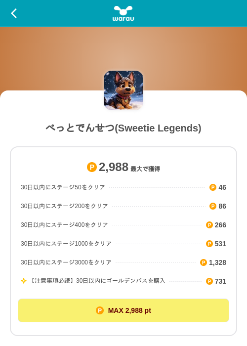 ぺっとでんせつ(Sweetie Legends)の掲載記録画像（ワラウ（SKYFLAG）・2026年8月28日）