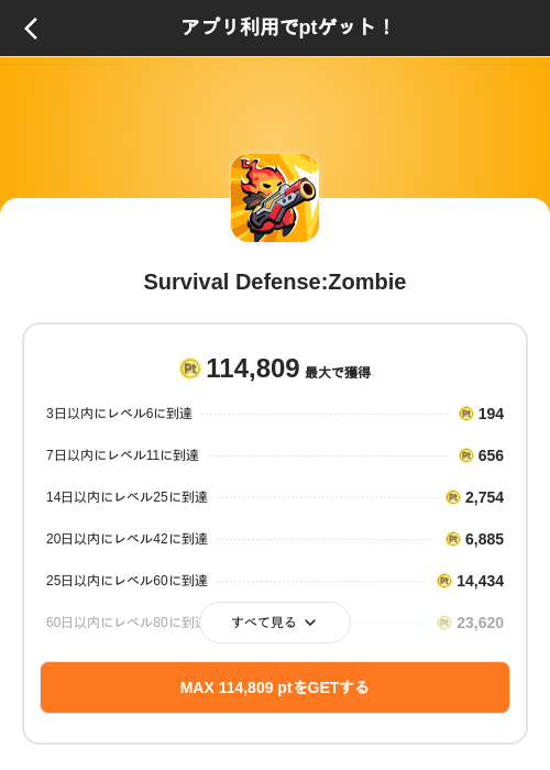 Survival Defense:Zombieの掲載記録画像(ポイントインカム(SKYFLAG)・2026年8月28日)