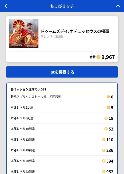 ドゥームズデイ:オデュッセウスの帰還の掲載記録画像（ちょびリッチ（GF Rewards）・2026年8月31日）