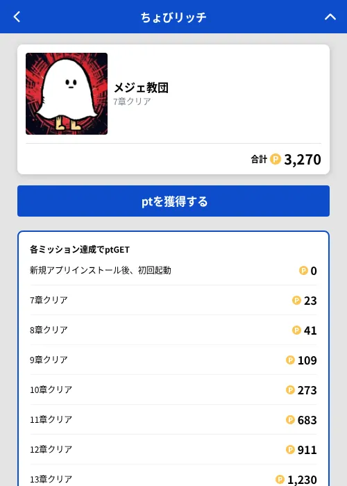 メジェ教団の掲載記録画像（ちょびリッチ（GF Rewards）・2026年9月1日）