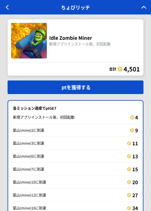 Idle Zombie Minerの掲載記録画像（ちょびリッチ（GF Rewards）・2026年9月1日）