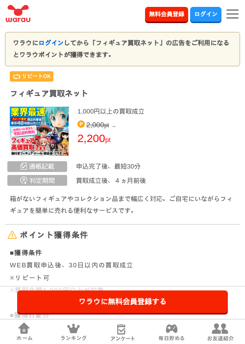 フィギュア買取ネットの掲載記録画像（ワラウ・2026年9月1日）