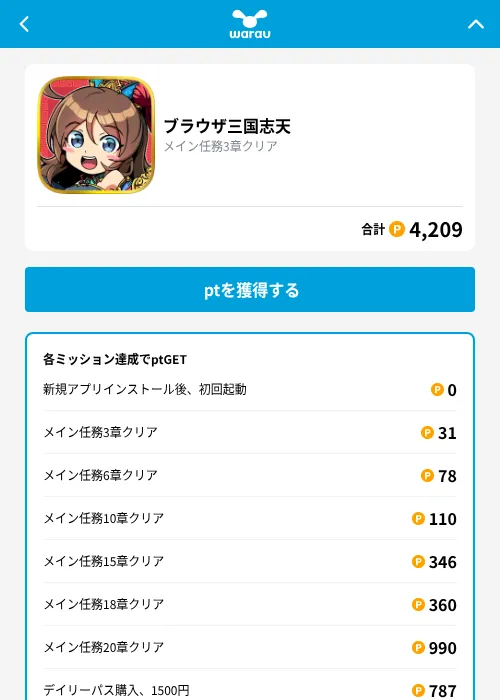 ブラウザ三国志天の掲載記録画像（ワラウ（GF Rewards）・2026年9月1日）