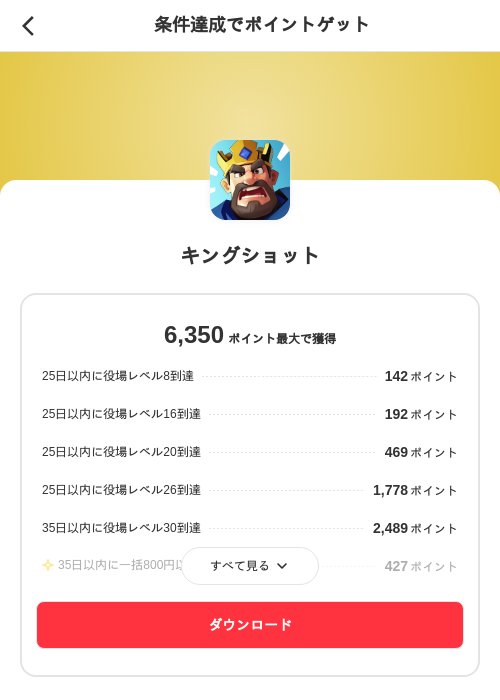 キングショットの掲載記録画像(メルカリ(ポイントミッション)・2026年9月1日)