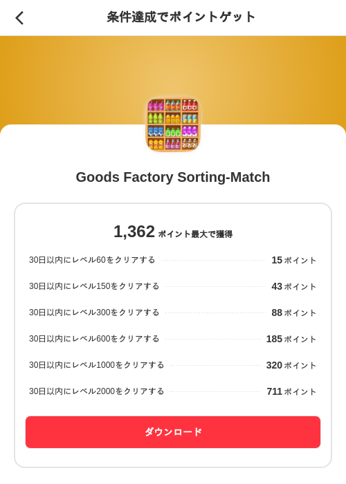 Goods Factory Sorting-Matchの掲載記録画像（メルカリ（ポイントミッション）・2026年9月1日）