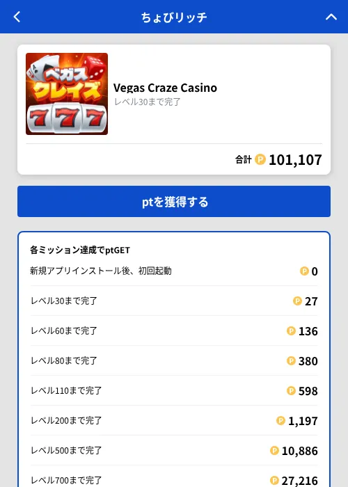 Vegas Craze Casinoの掲載記録画像(ちょびリッチ(GF Rewards)・2026年9月1日)