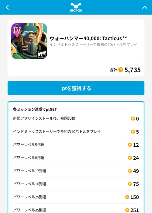 ウォーハンマー40,000: Tacticus ™の掲載記録画像（ワラウ（GF Rewards）・2026年9月1日）