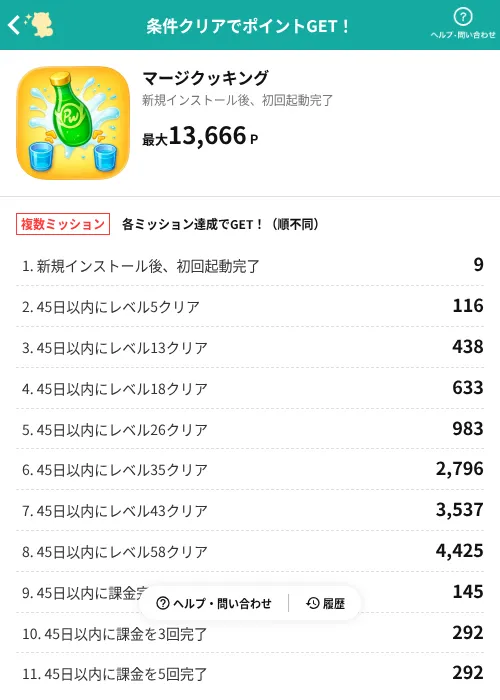 マージクッキングの掲載記録画像（モッピー（AppDriver）・2026年9月3日）