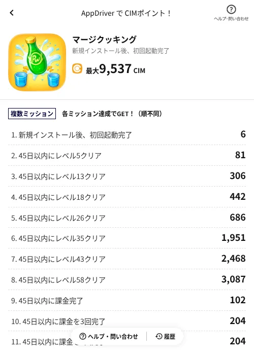マージクッキングの掲載記録画像（COINCOME（AppDriver）・2026年9月3日）