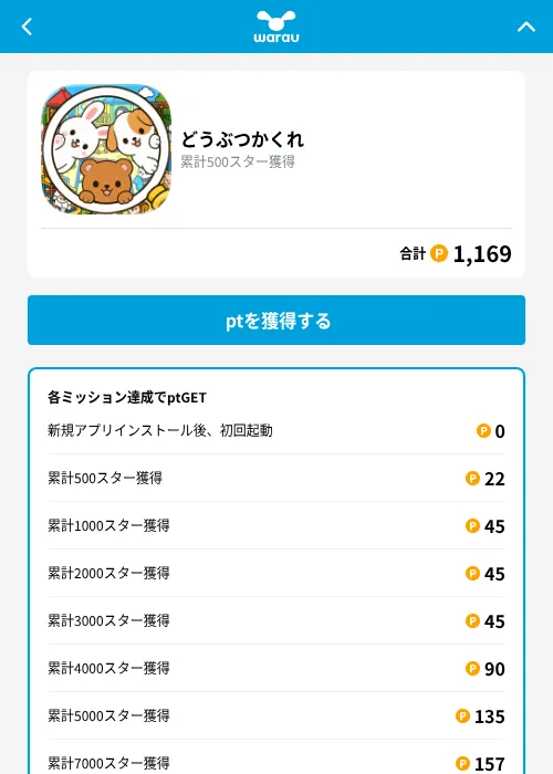 どうぶつかくれの掲載記録画像（ワラウ（GF Rewards）・2026年9月4日）
