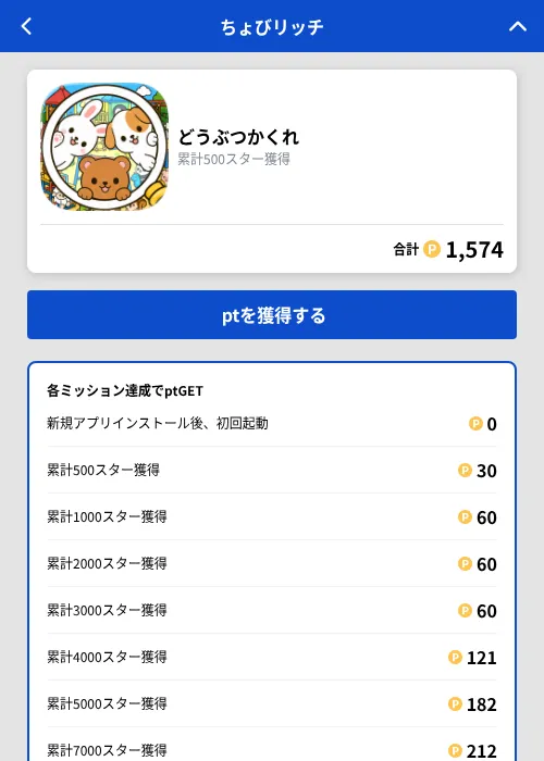 どうぶつかくれの掲載記録画像（ちょびリッチ（GF Rewards）・2026年9月5日）