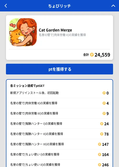 Cat Garden Mergeの掲載記録画像(ちょびリッチ(GF Rewards)・2026年9月7日)