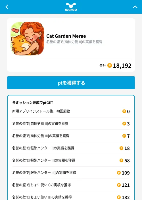 Cat Garden Mergeの掲載記録画像(ワラウ(GF Rewards)・2026年9月7日)